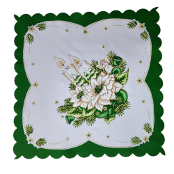 ELEGANCKA serwetka ŚWIĄTECZNA dekoracja świeczki KWADRAT 35 cm ZIELONA
