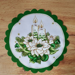 ELEGANCKA serwetka ŚWIĄTECZNA dekoracja świeczki KOŁO 23 cm ZIELONA