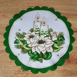 ELEGANCKA serwetka ŚWIĄTECZNA dekoracja świeczki KOŁO 23 cm ZIELONA
