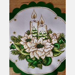 ELEGANCKA serwetka ŚWIĄTECZNA dekoracja świeczki KOŁO 23 cm ZIELONA