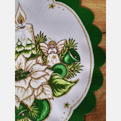 ELEGANCKA serwetka ŚWIĄTECZNA dekoracja świeczki KOŁO 23 cm ZIELONA