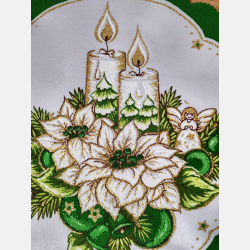 ELEGANCKA serwetka ŚWIĄTECZNA dekoracja świeczki KOŁO 23 cm ZIELONA