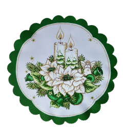 ELEGANCKA serwetka ŚWIĄTECZNA dekoracja świeczki KOŁO 23 cm ZIELONA