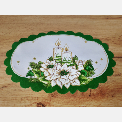 ELEGANCKA serwetka ŚWIĄTECZNA dekoracja świeczki owalna 20-30 cm ZIELONA