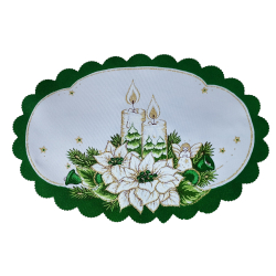 ELEGANCKA serwetka ŚWIĄTECZNA dekoracja świeczki owalna 20-30 cm ZIELONA