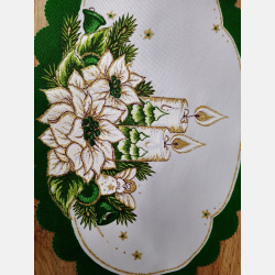 ELEGANCKA serwetka ŚWIĄTECZNA dekoracja świeczki owalna 20-30 cm ZIELONA