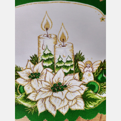 ELEGANCKA serwetka ŚWIĄTECZNA dekoracja świeczki owalna 20-30 cm ZIELONA