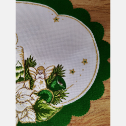 ELEGANCKA serwetka ŚWIĄTECZNA dekoracja świeczki owalna 20-30 cm ZIELONA