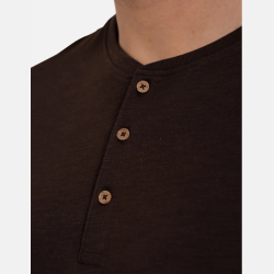 Męska klasyczna koszulka z guzikami BRĄZOWA, elegancka MORAJ!