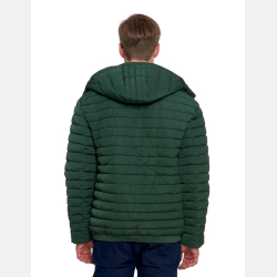 ZIELONA pikowana MĘSKA KURTKA z odpinanym kapturem MORAJ