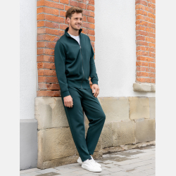 MĘSKIE spodnie DRESOWE, BAWEŁNA, GŁADKIE, kieszenie ZIELONE MORAJ