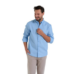 KOSZULA męska BAWEŁNIANA, typu oxford NIEBIESKA KOŁNIERZ MORAJ