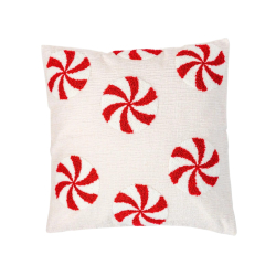 ŚWIĄTECZNA POSZEWKA jasiek 45x45 BIAŁO-CZERWONE CUKIERKI poliester MORAJ!
