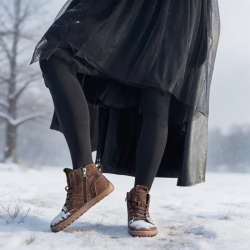 BRĄZOWE wyższe trampki damskie OCIEPLANE BAREFOOT zamek LURSO