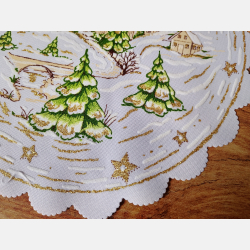 Serwetka ŚWIĄTECZNA dekoracja ZIMOWY pejzaż KOŁO 23 cm BIAŁA