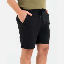 LNIANE SPODENKI męskie, WIĄZANE Z KIESZENIAMI, casual CZARNE MORAJ