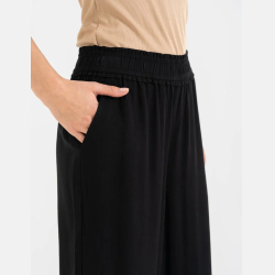 CZARNE spodnie damskie, LUŹNE, SZEROKA NOGAWKA, kieszenie MORAJ