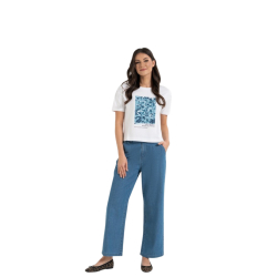 SPODNIE damskie, cienki JEANS, WYSOKI stan NIEBIESKIE MORAJ