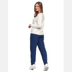 DZIANINOWY sweter damski, luźny krój BIAŁY wiskoza MORAJ