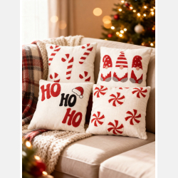 ŚWIĄTECZNA POSZEWKA jasiek 45x45 napis HO HO HO poliester MORAJ!