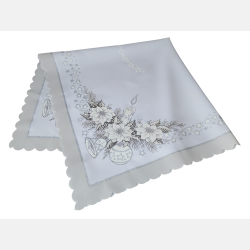 SZARY świąteczny OBRUS 90x90 cm KWADRAT brokat  świeca dzwoneczek