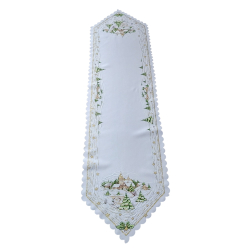 SZARFA świąteczna ELEGANCKA kościół zimowy pejzaż BIAŁA 35x140