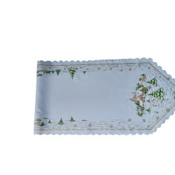 SZARFA świąteczna ELEGANCKA kościół zimowy pejzaż BIAŁA 35x140