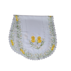 OWALNY BIEŻNIK WIELKANOCNY kurczaczki, stokrotki,pisanki 50x110