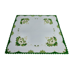 ŚWIĄTECZNY OBRUS aniołek, świeca ZIELONY, kwadrat 90x90