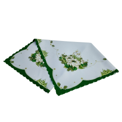 ŚWIĄTECZNY OBRUS aniołek, świeca ZIELONY, kwadrat 90x90