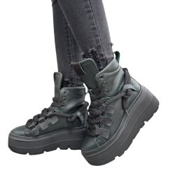 Sneakersy damskie ZIELONE Obuwie Sportowe LURSO skóra naturalna