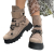 Ciemno beżowe TRAPERY damskie,sznurowane, zamek, paski hardcorowe LURSO
