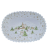 Serwetka ŚWIĄTECZNA dekoracja ZIMOWY pejzaż OWALNA 32-48 cm BIAŁA