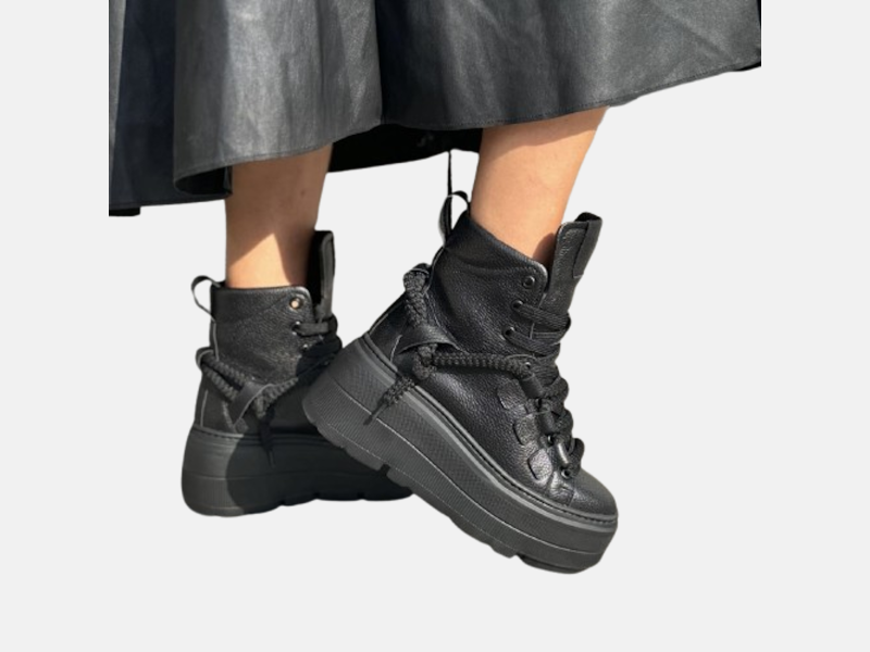 Sneakersy damskie CZARNE Obuwie Sportowe LURSO skóra naturalna