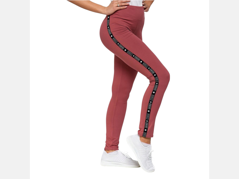 Damskie legginsy z lampasem, PINK, wysoki stan MORAJ
