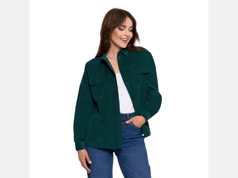 ZIELONA SZTRUKSOWA LUŹNA koszula damska MORAJ