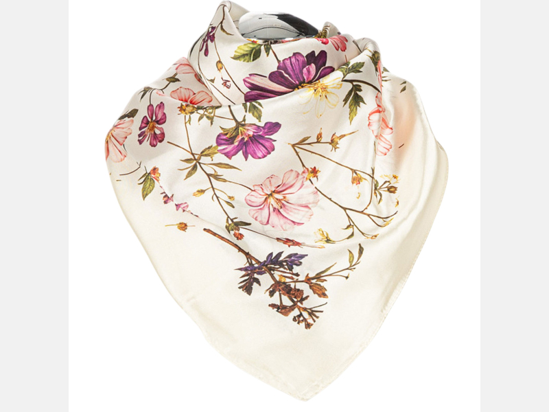 APASZKA damska w KWIATY elegancka 68x68 cm BEŻOWA MORAJ