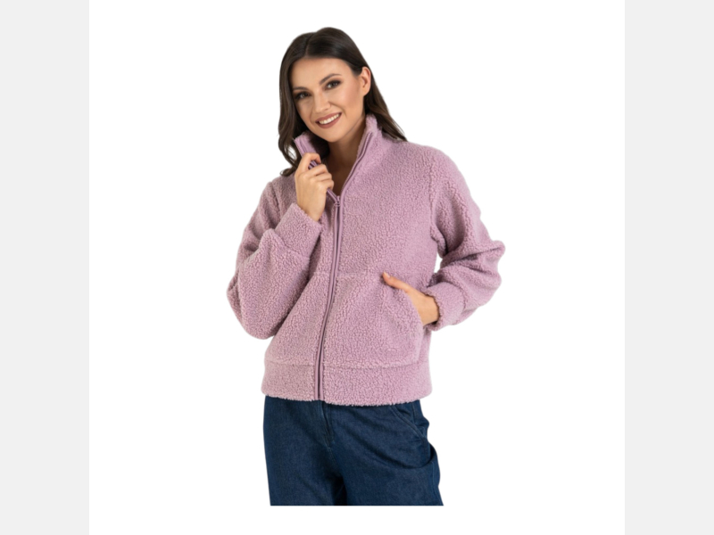 BLUZA DAMSKA SHERPA, baranek, stójka, zamek, kieszenie, kieszenie MORAJ