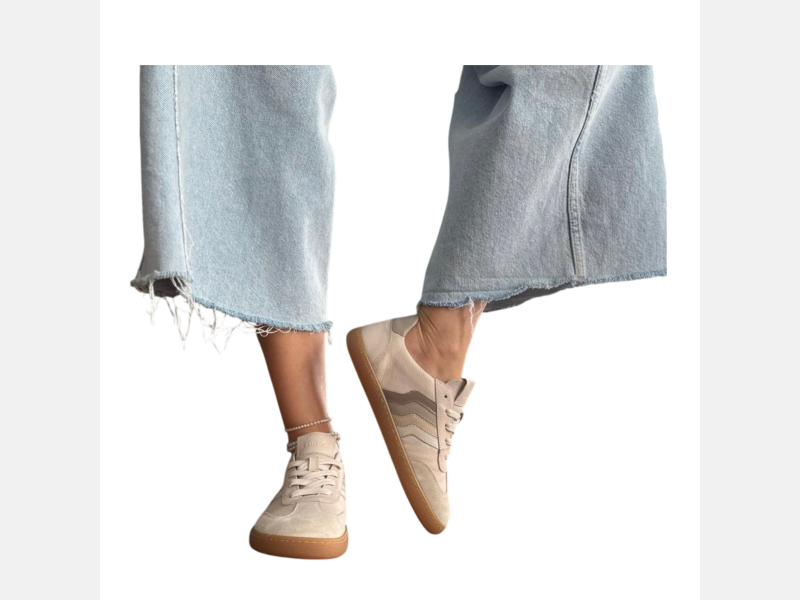 BEŻOWE trampki damskie, BAREFOOT, płaska podeszwa, sportowe LURSO