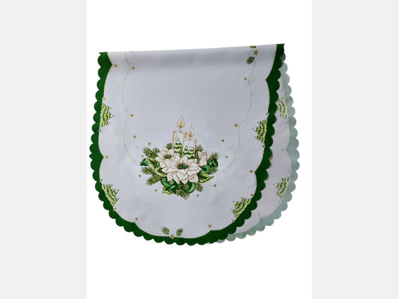 BIEŻNIK ŚWIĄTECZNY świeczki, choinki, ZIELONY 50-110 cm