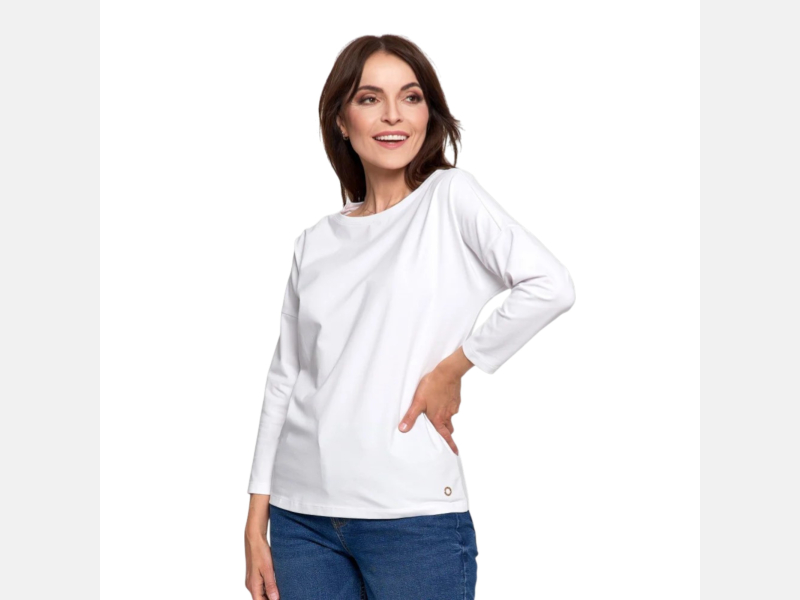 GŁADKA DAMSKA bluzka BIAŁA 3/4 rękaw BAWEŁNIANA MORAJ