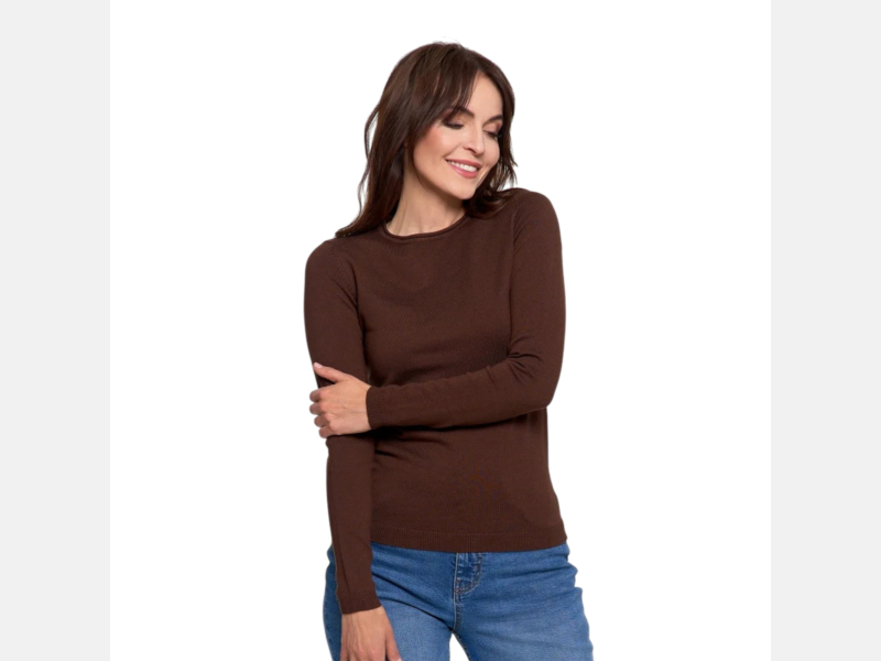 BRĄZOWY sweter damski cienki, wiskoza MORAJ