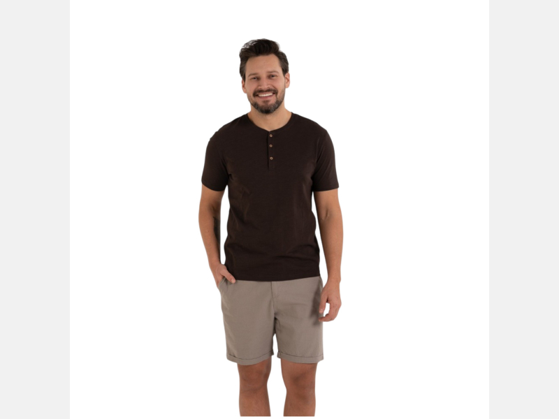 Męska klasyczna koszulka z guzikami BRĄZOWA, elegancka MORAJ!