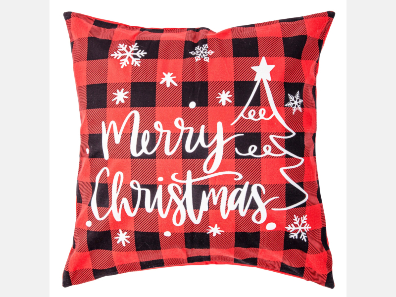 Świąteczna POSZEWKA na jasiek MERRY CHRISTMAS, zamek błyskawiczny CZERWONA 45x45 MORAJ