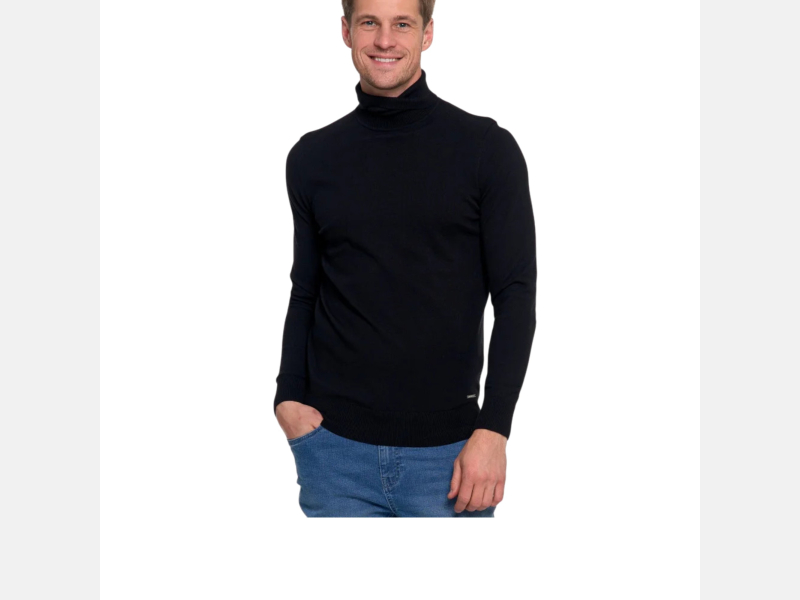 Klasyczny, bawełniany GOLF męski CZARNY sweter  MORAJ