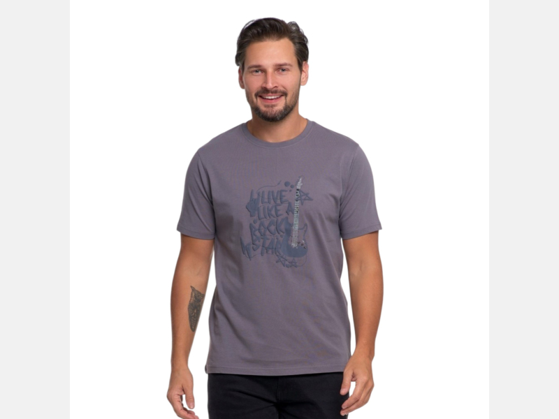 KOSZULKA MĘSKA z nadrukiem gitara BAWEŁNA GRAFIT MORAJ