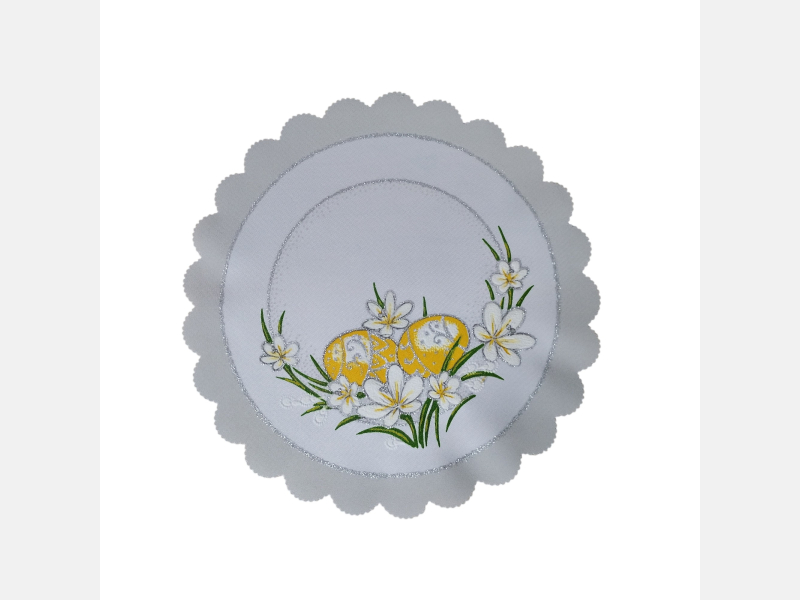 OKRĄGŁA serwetka WIELKANOCNA pisanki, stokrotki  23 CM