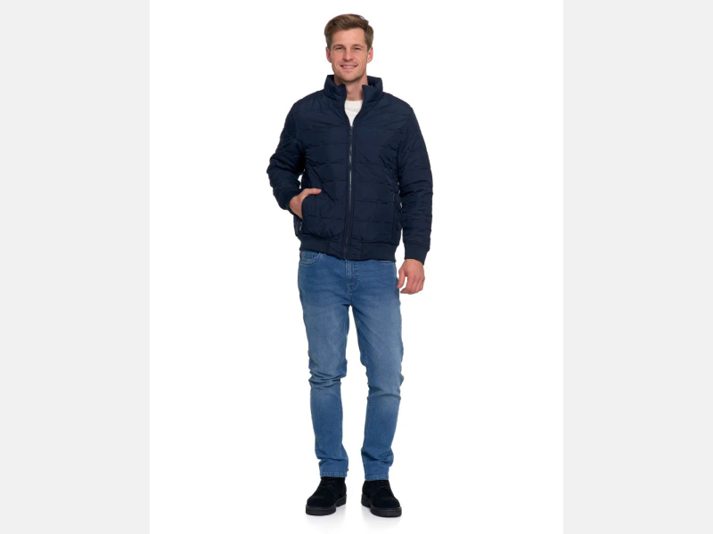 Męska BOMBERKA pikowana, kieszenie na zamek, MORAJ granatowa