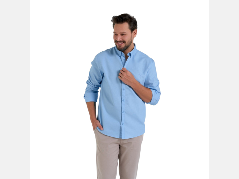 KOSZULA męska BAWEŁNIANA, typu oxford NIEBIESKA KOŁNIERZ MORAJ