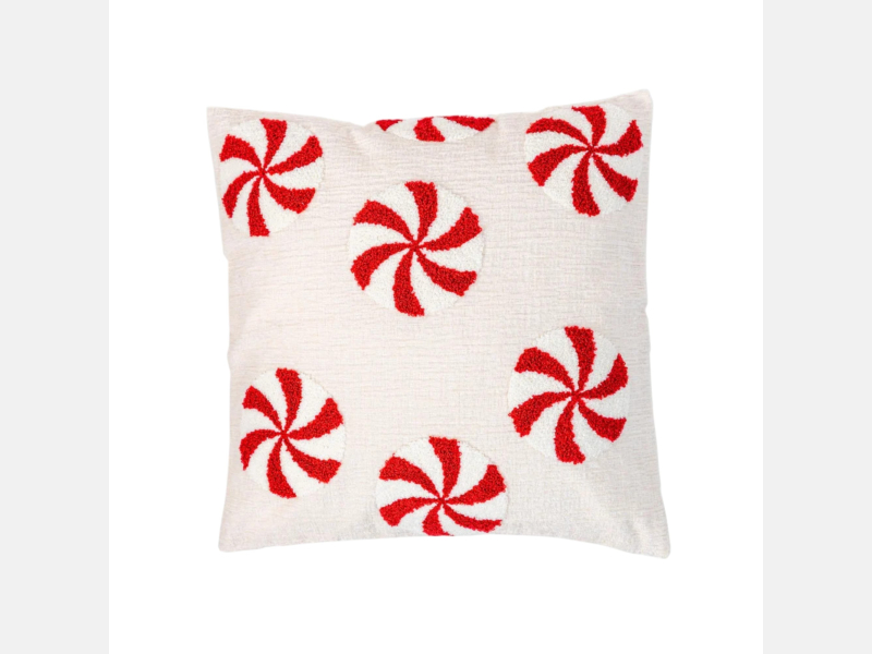 ŚWIĄTECZNA POSZEWKA jasiek 45x45 BIAŁO-CZERWONE CUKIERKI poliester MORAJ!